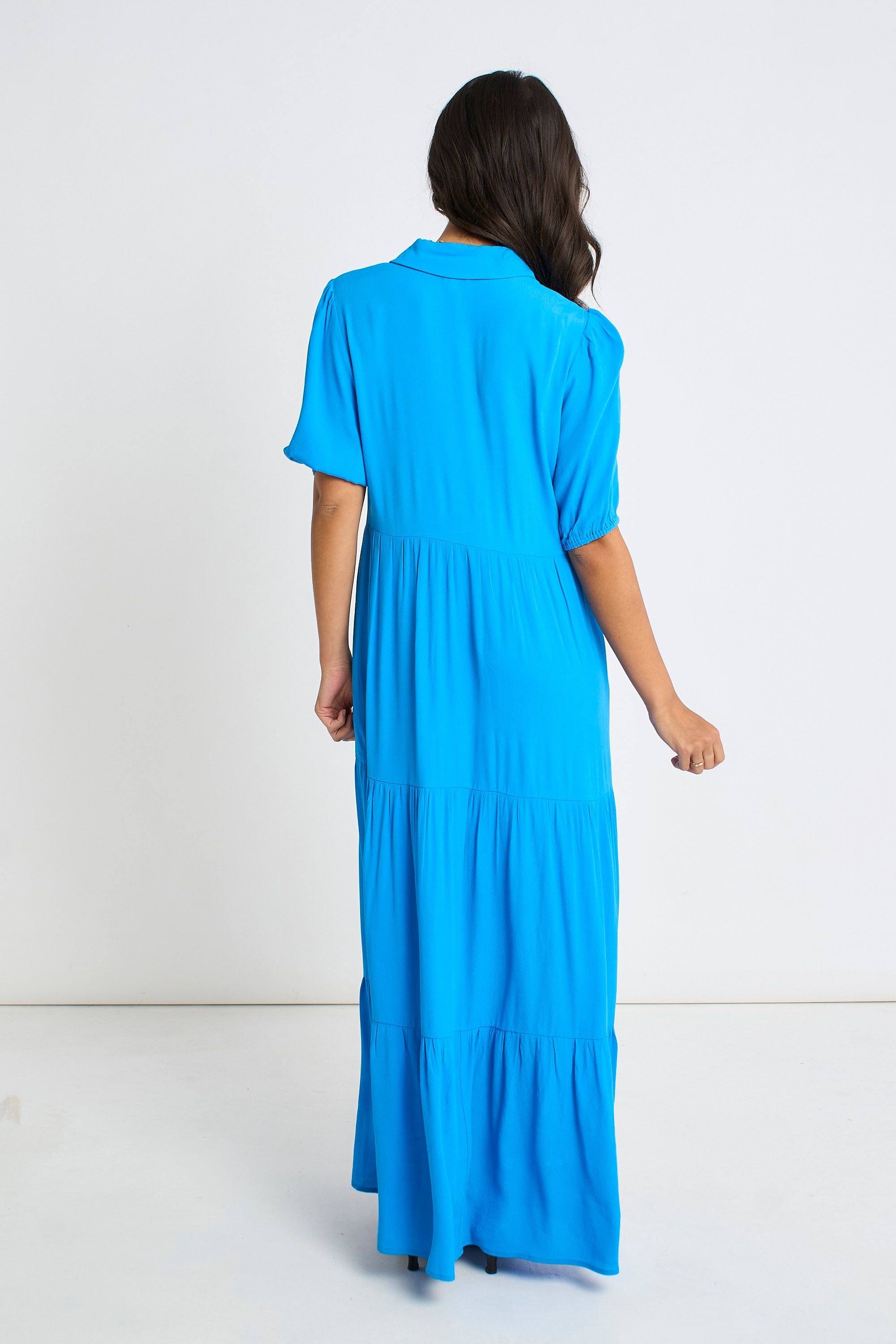 Gini London Gini London Women's Blue Button Through Skater Maxi Dress - 4