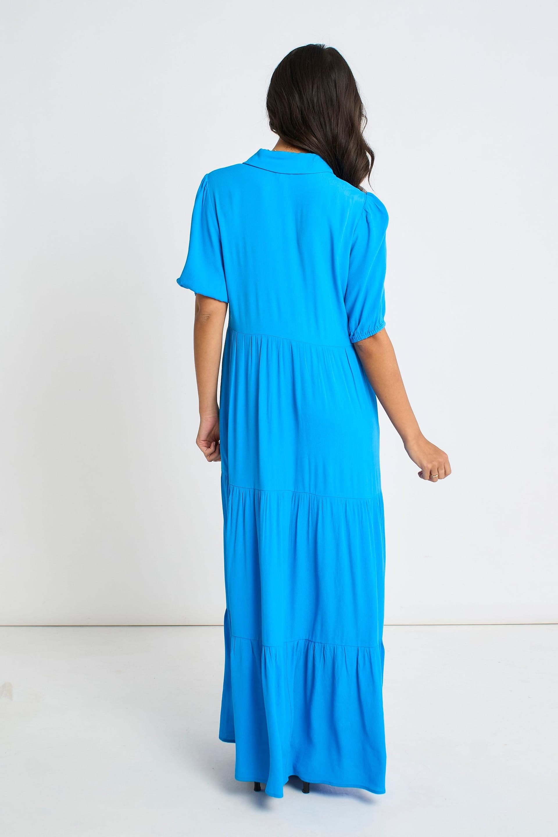 Gini London Gini London Women's Blue Button Through Skater Maxi Dress - 4