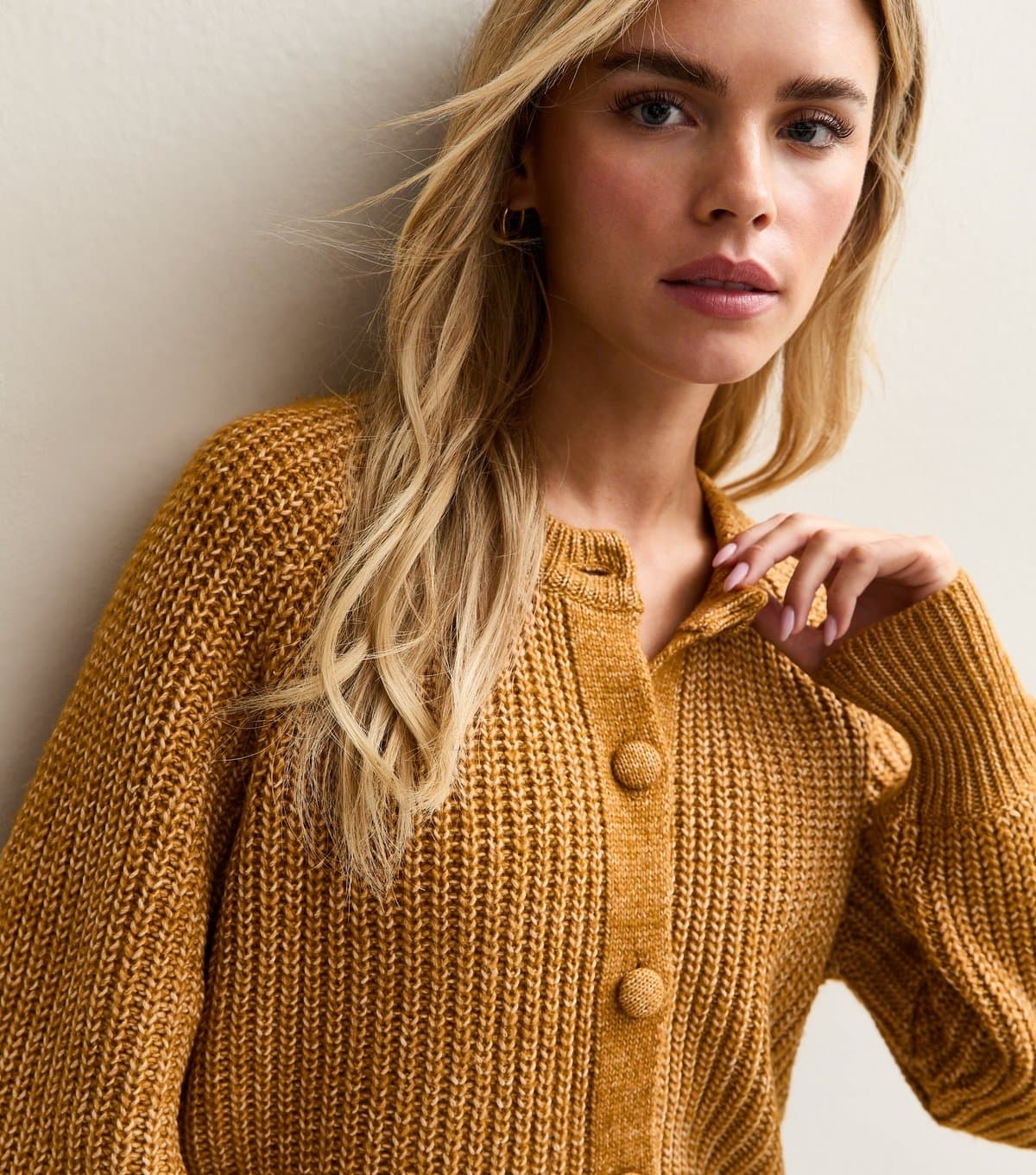 New Look Women's Petite Dark Yellow Ribbed Raglan Sleeve Cardigan New Look