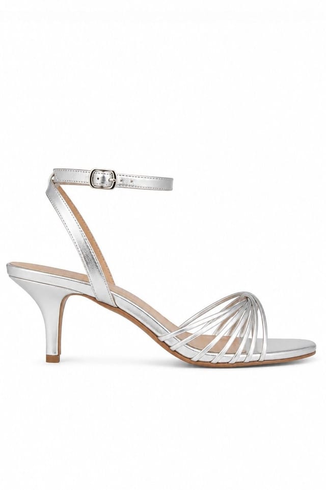 Spot On Spot On Women's Strappy Stiletto Heel with Ankle Strap in Silver - 2