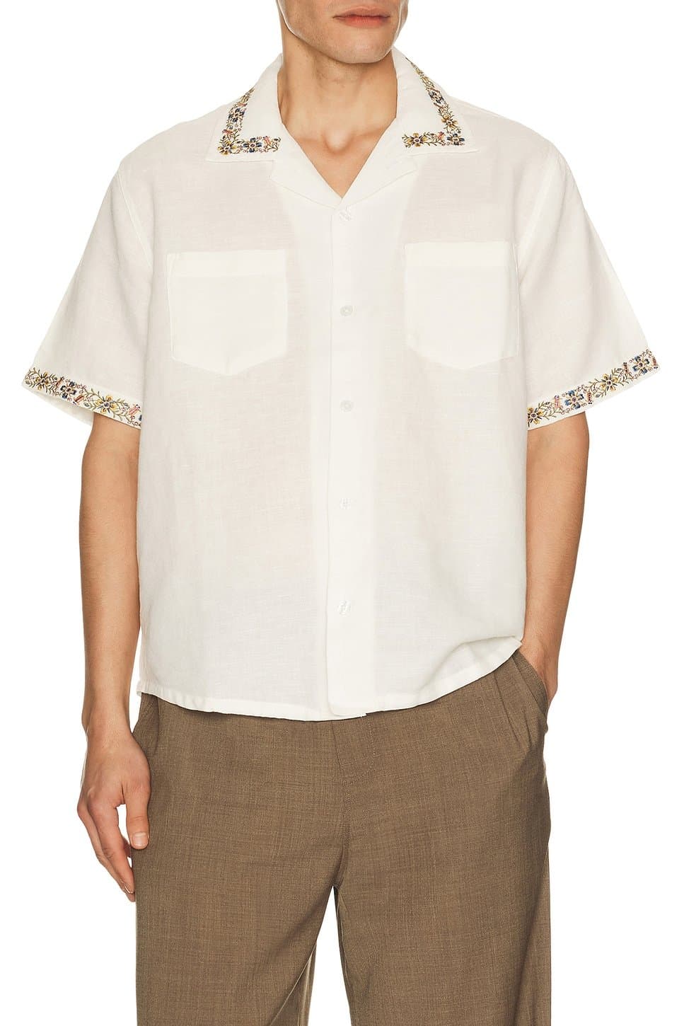 revolve Revolve Embroidered Short Sleeve Shirt in White