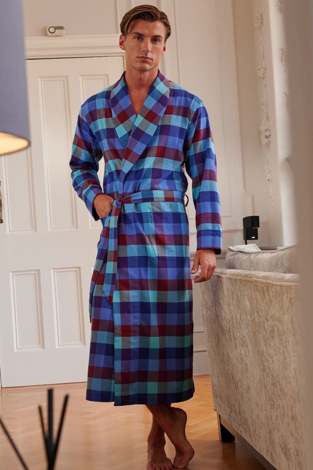 British Boxers British Boxers Men's "Lerwick Check" Brushed Cotton Dressing Gown