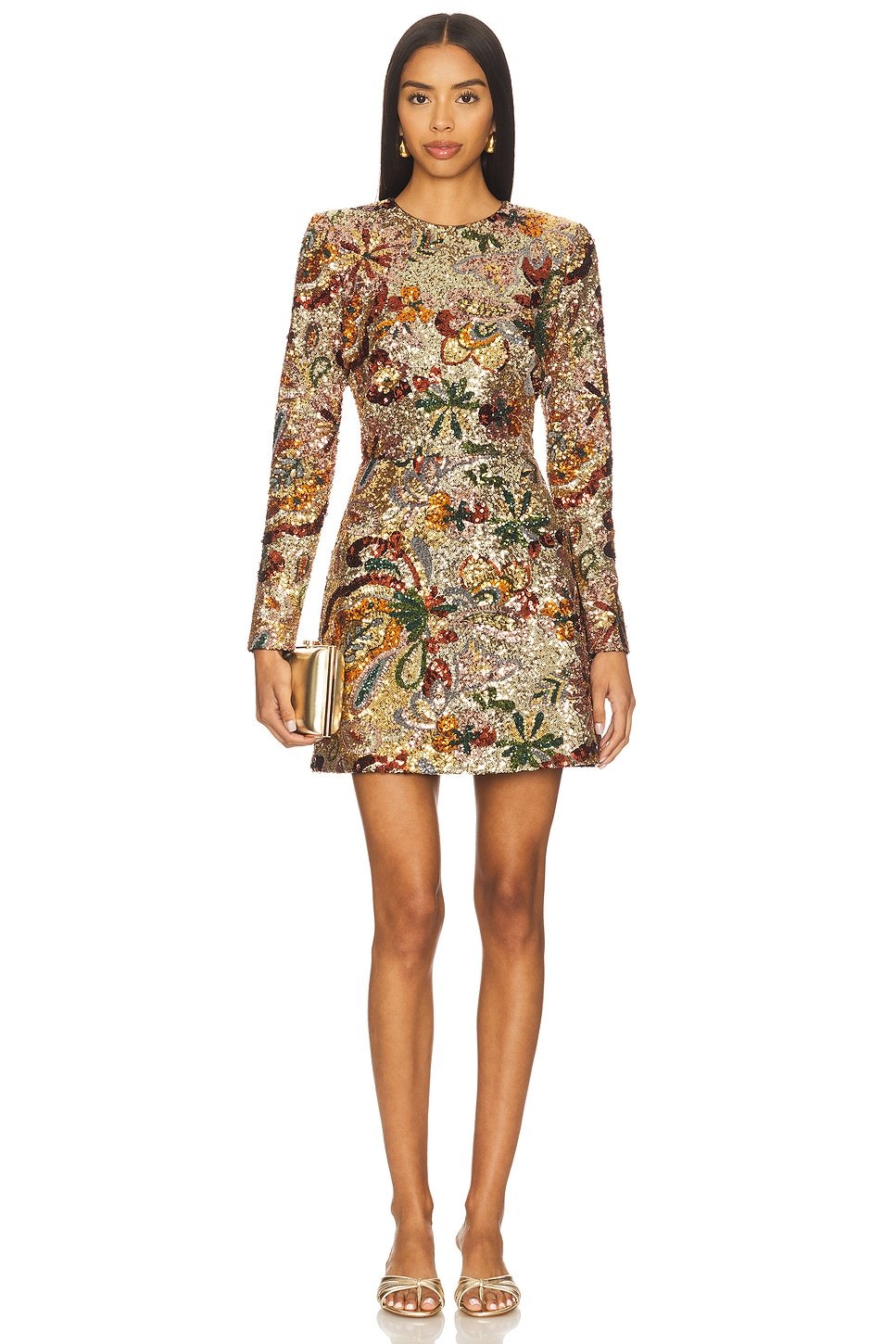 revolve Camile Embellished Sequin Long Sleeve Mini Dress in Multi - 1