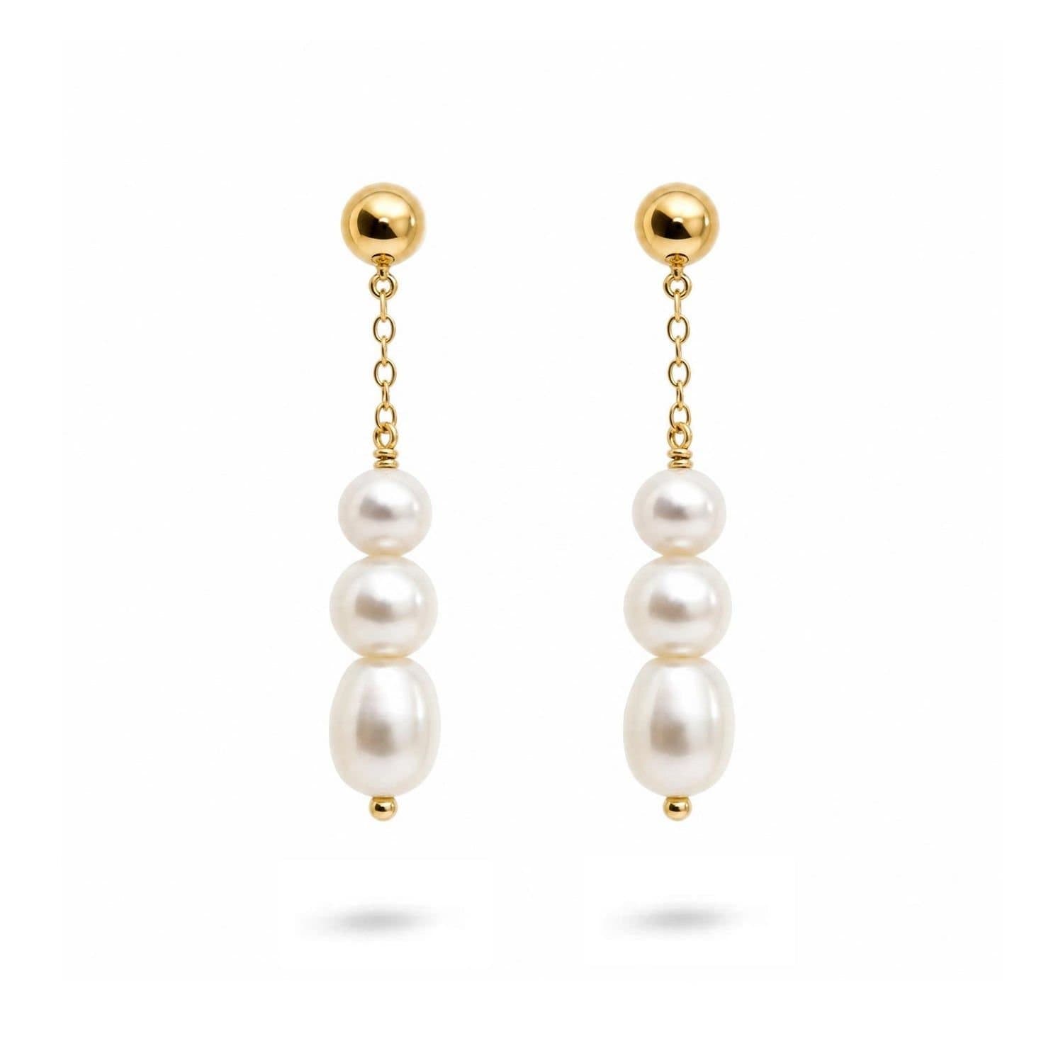 Gold Trip Gold Trip Gold Three Pearl Drop Earrings