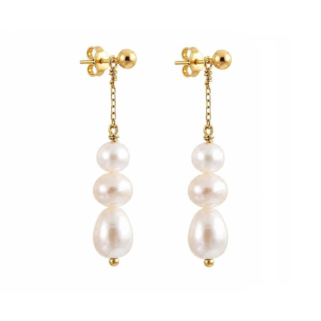 Gold Trip Gold Trip Women's Timeless Three Pearl Drop Earrings in Gold - 2