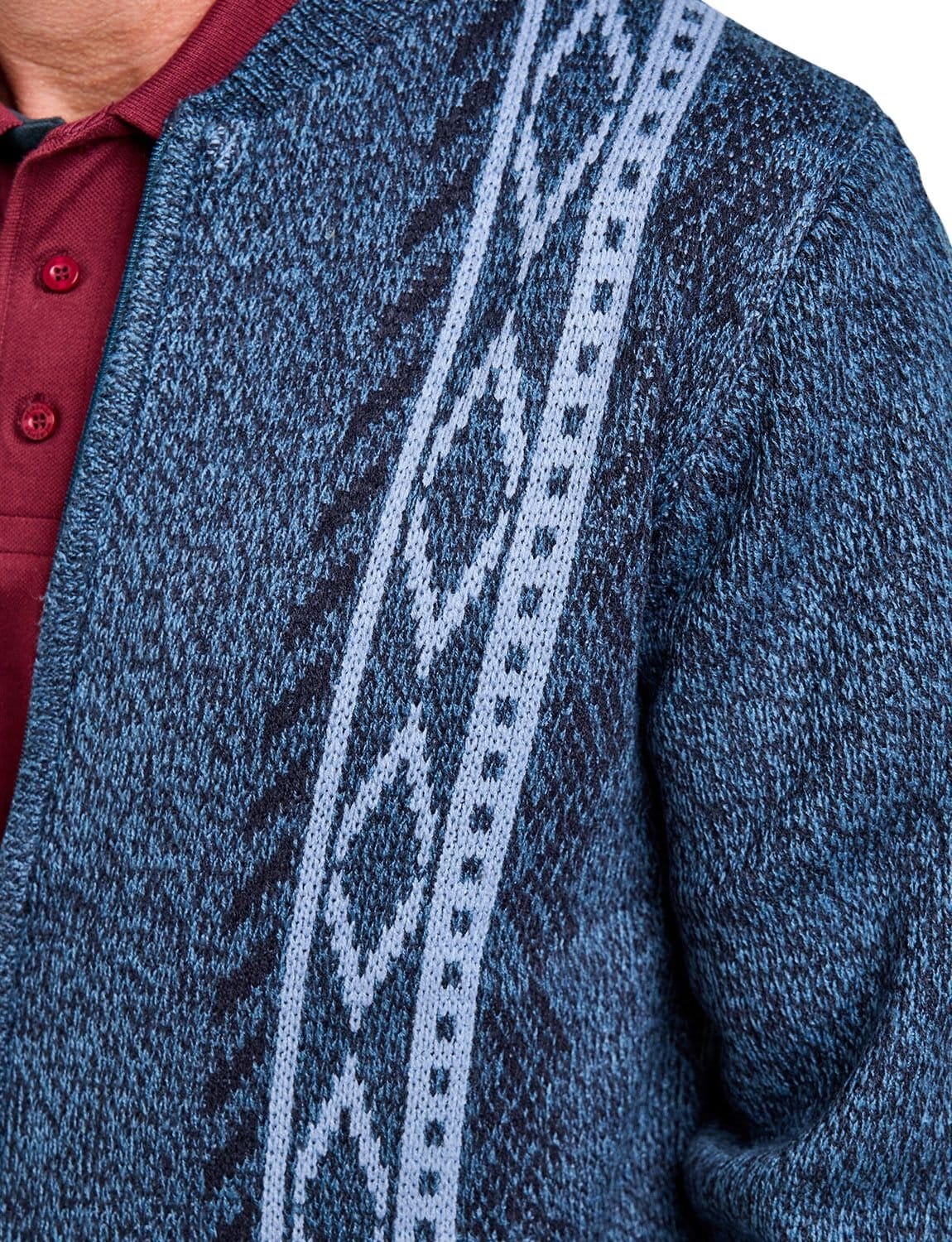Tootal Tootal Men's Vertical Jacquard Zipper Cardigan in Mid Blue - 4