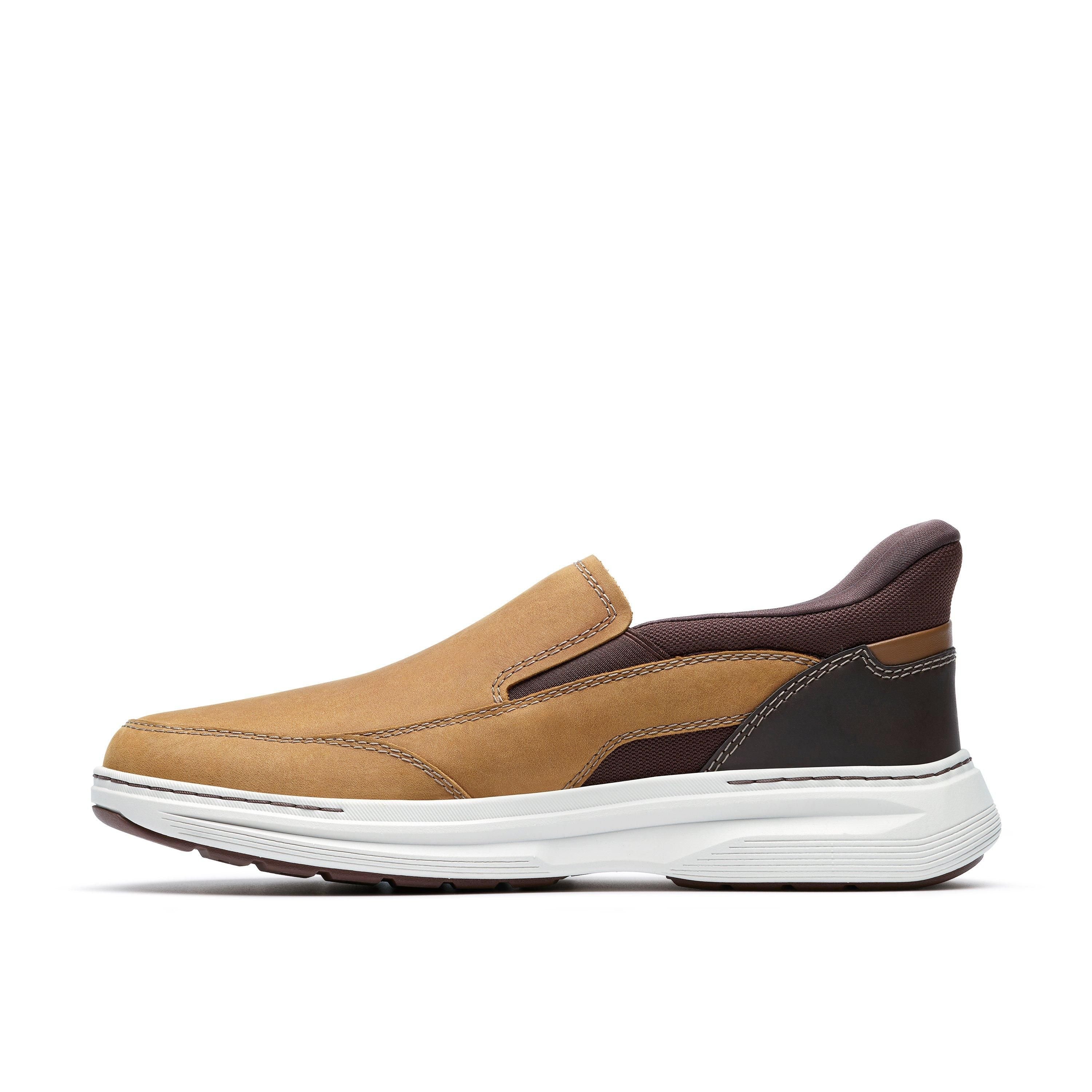 Clarks Clarks Men's Craftwell Step Light Brown Leather Slip Ons - 3