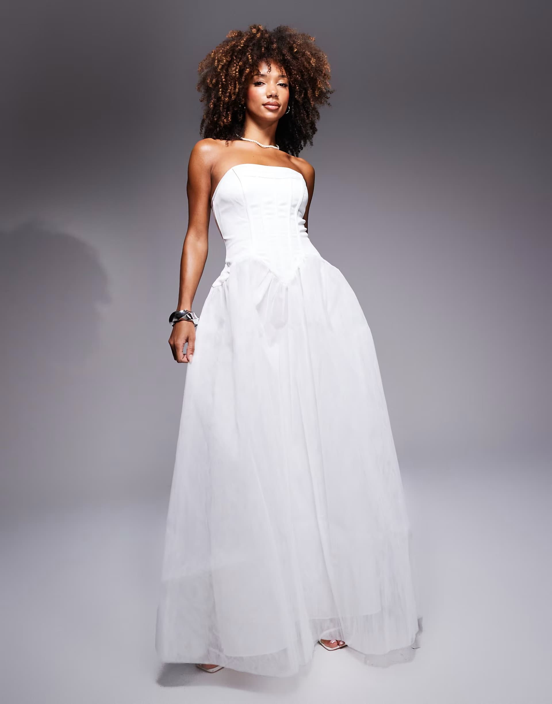 ASOS True Decadence Bandeau corset maxi dress in white