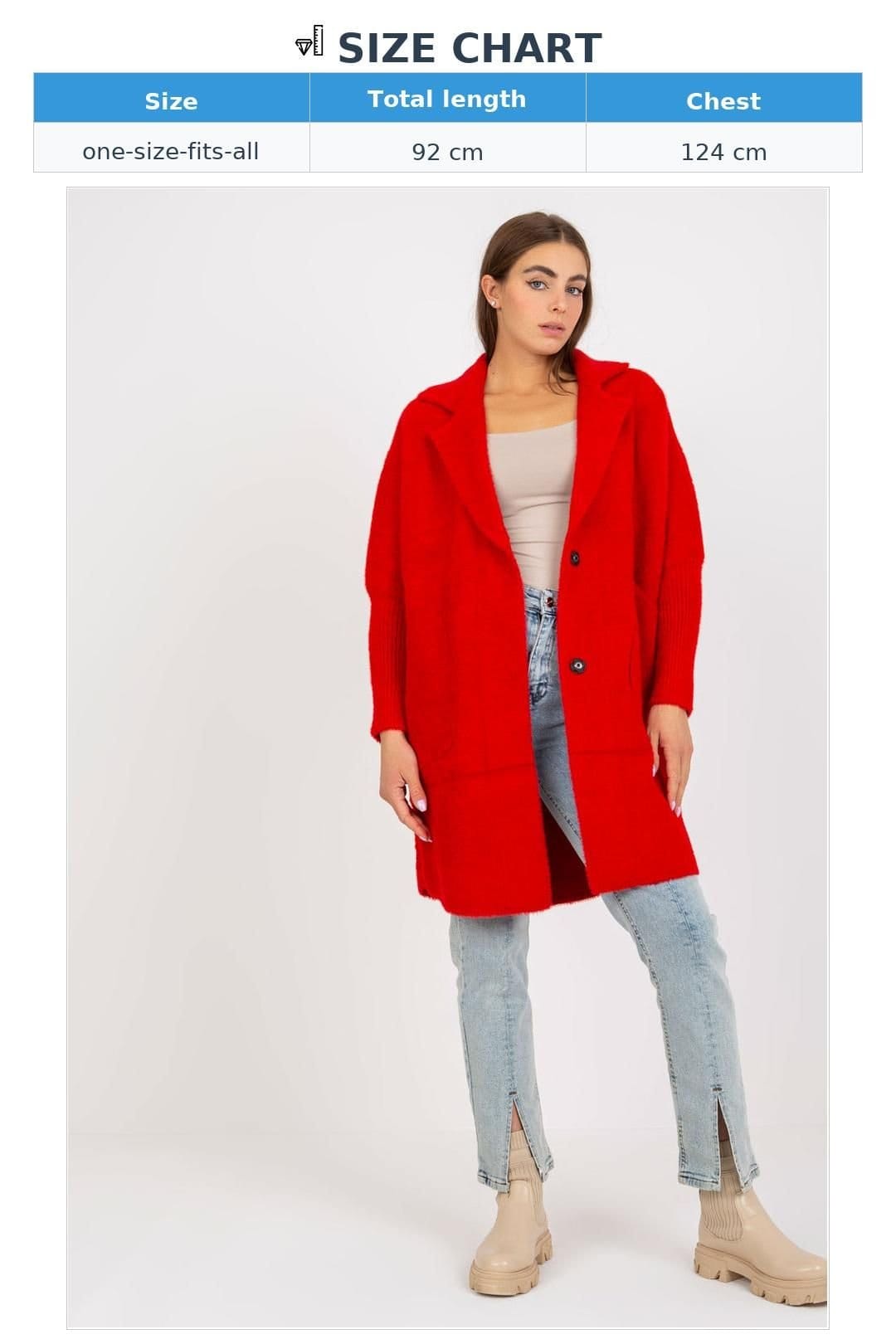 Love Lace Love Lace Women's Long Sleeve Press Stud Coat with Pockets in Red - 4