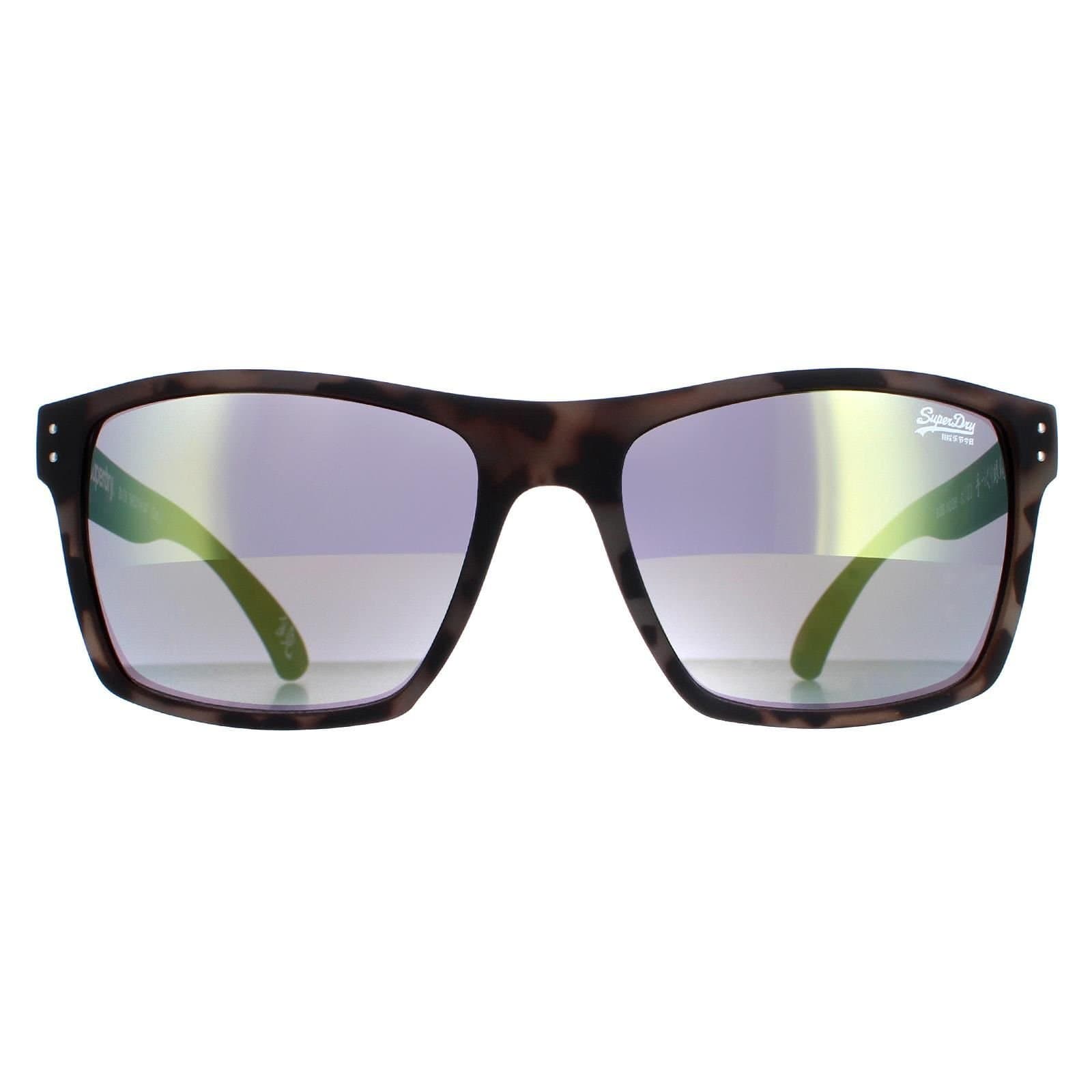 Superdry Superdry Men's Square Matte Rubberised Tortoise Grey Yellow Flash Mirror Kobe SDS in Brown