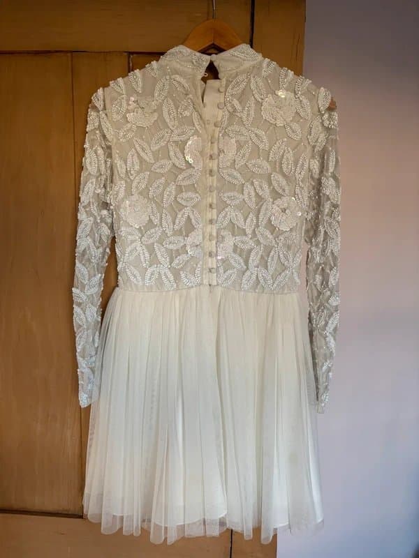 ASOS ASOS Bridal White Sequin & Tulle Minidress
