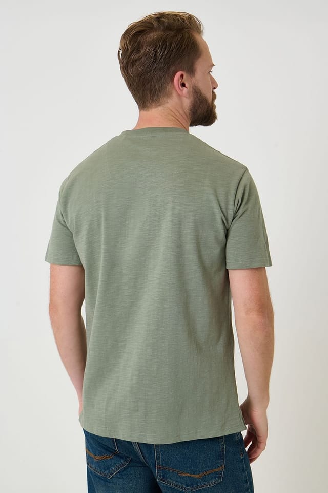 Saltwell Saltwell Men's Peached Cotton Grandad T-Shirt in Green - 2
