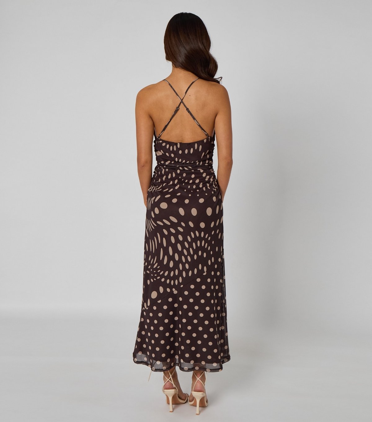 Urban Bliss Women's Brown Polka Dot Ruched Midi Dress Urban Bliss New Look - 4