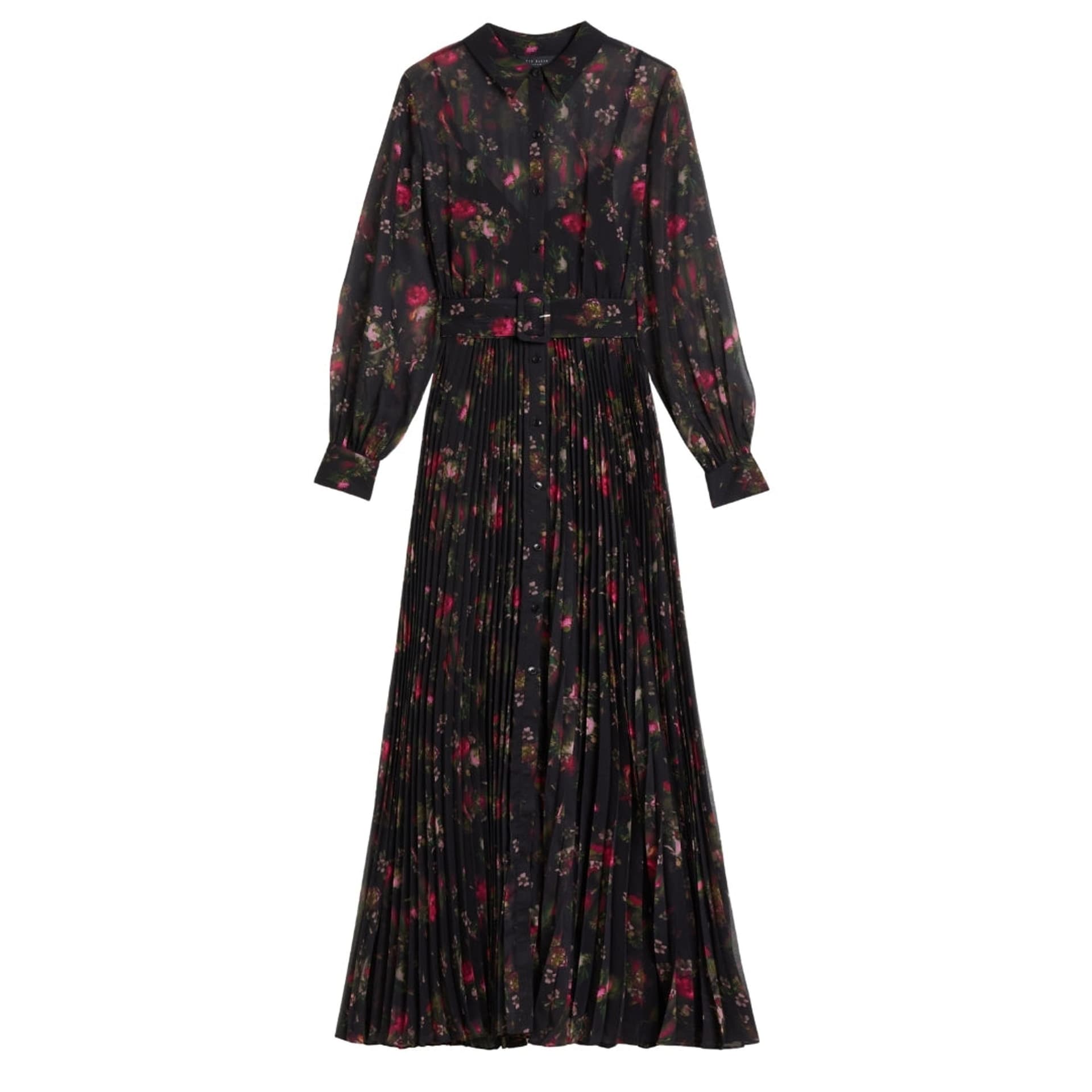 Ted Baker Ted Baker Women's Ceiba Long Sleeve Crew Neck Regular Fit Maxi Dress in Black