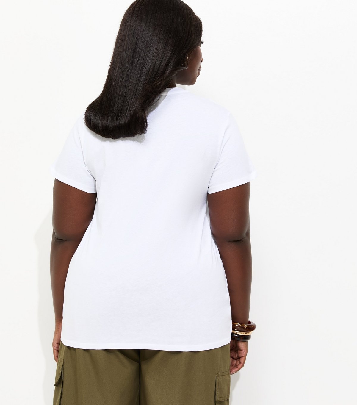 New Look Women's Plus Size White Leopard NYC Relaxed Fit T-Shirt Curves New Look - 4