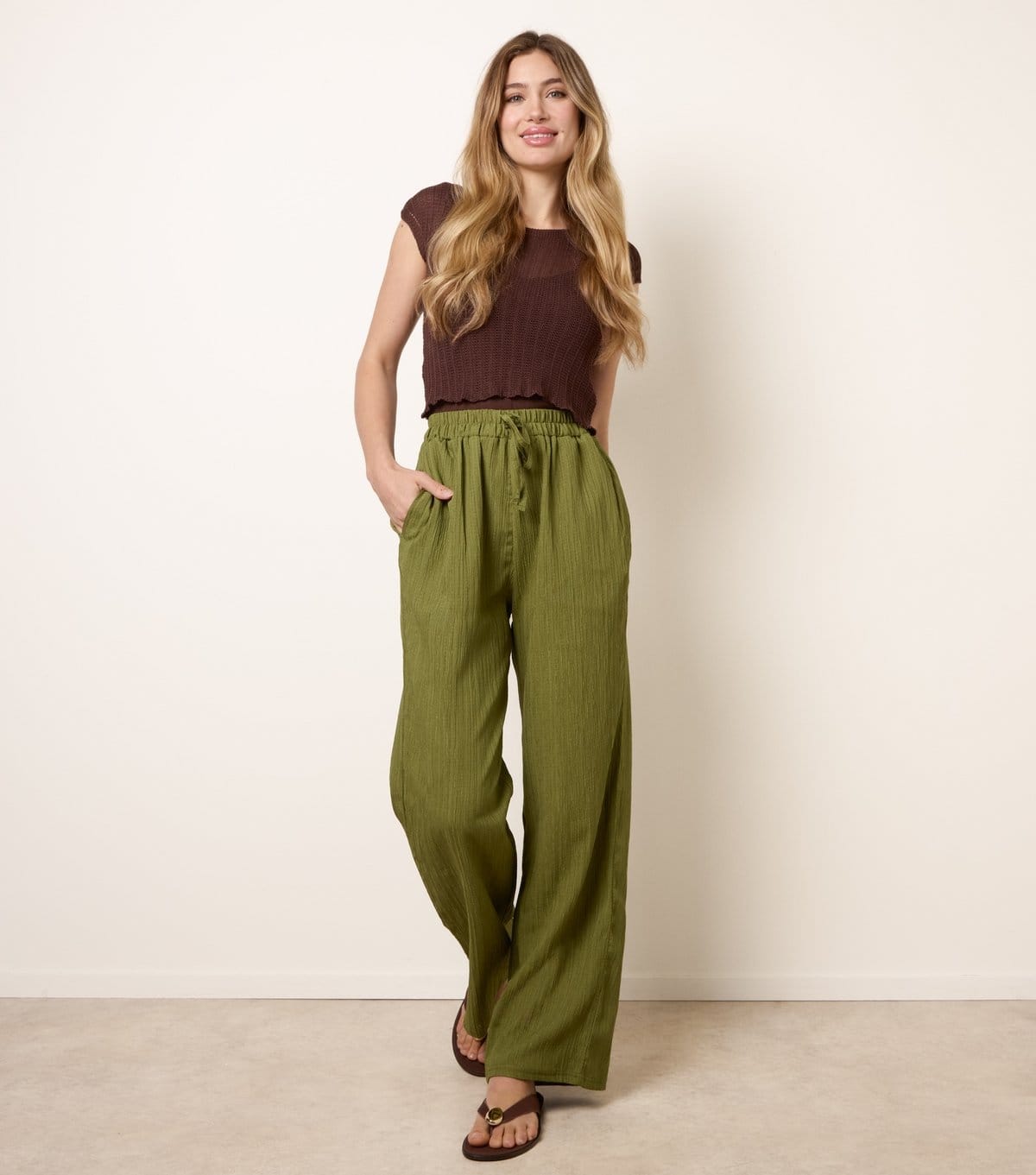Blue Vanilla Olive Wide Leg Trousers