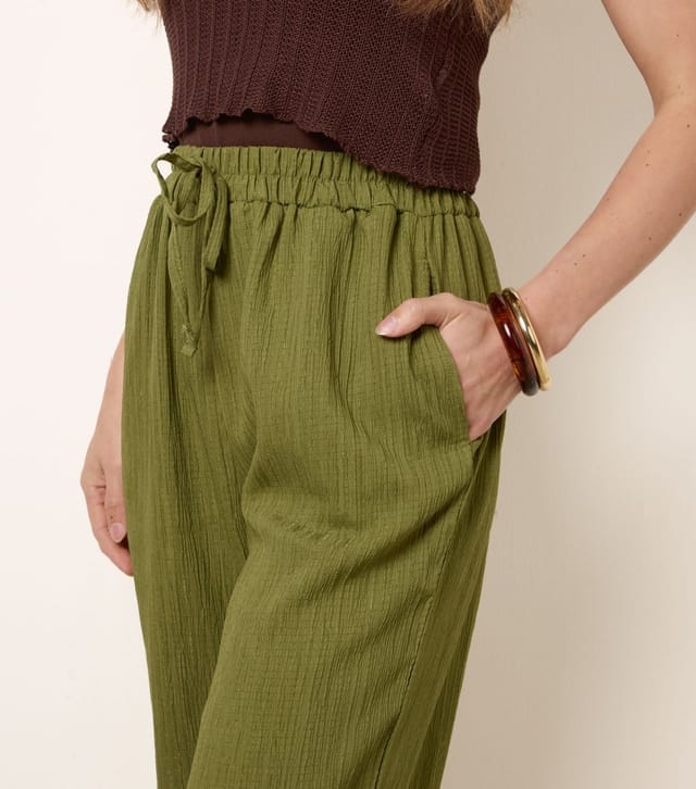 Blue Vanilla Women's Light Khaki Drawstring Wide Leg Trousers Blue Vanilla New Look - 3