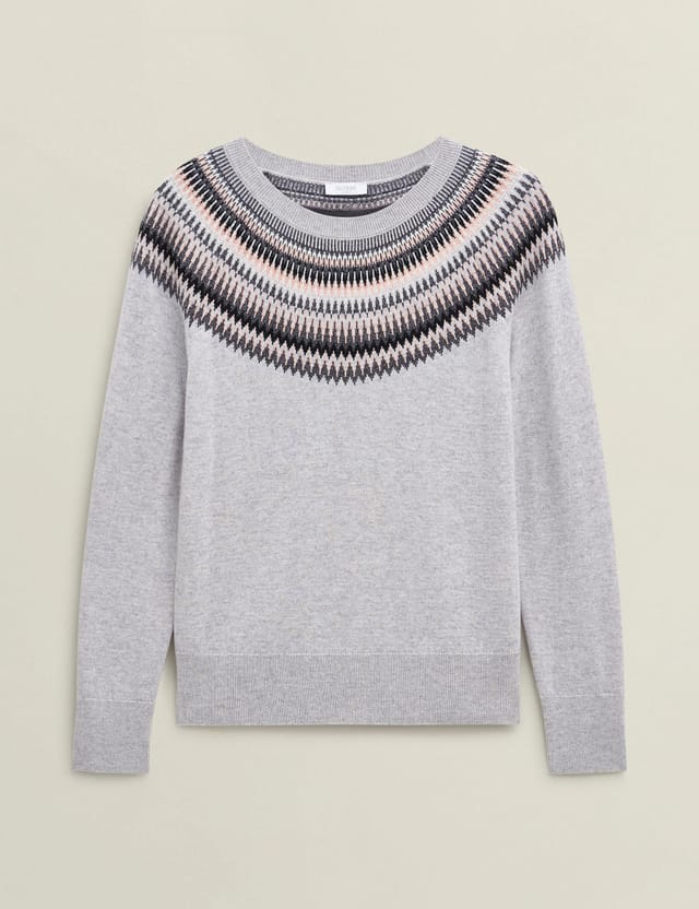 Hobbs London Hobbs London Women's Greta Sparkle Fairisle Jumper in Light Grey - 2