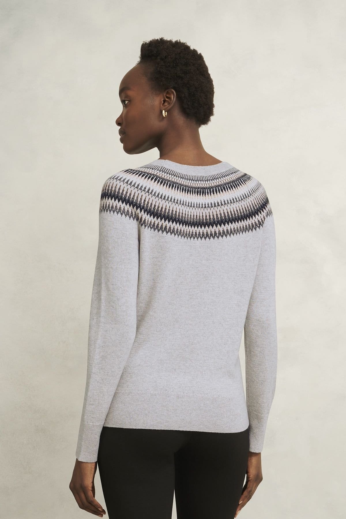 Hobbs London Hobbs London Women's Greta Sparkle Fairisle Jumper in Light Grey - 4