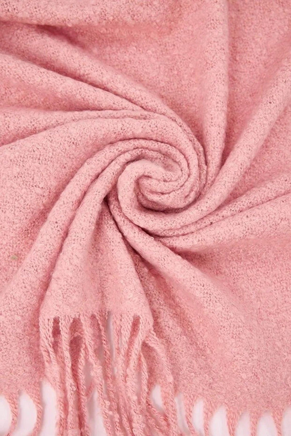 WOVCOR WOVCOR Women's Tassel Trim Boucle Knit Oversized Winter Scarf in Pink - 2