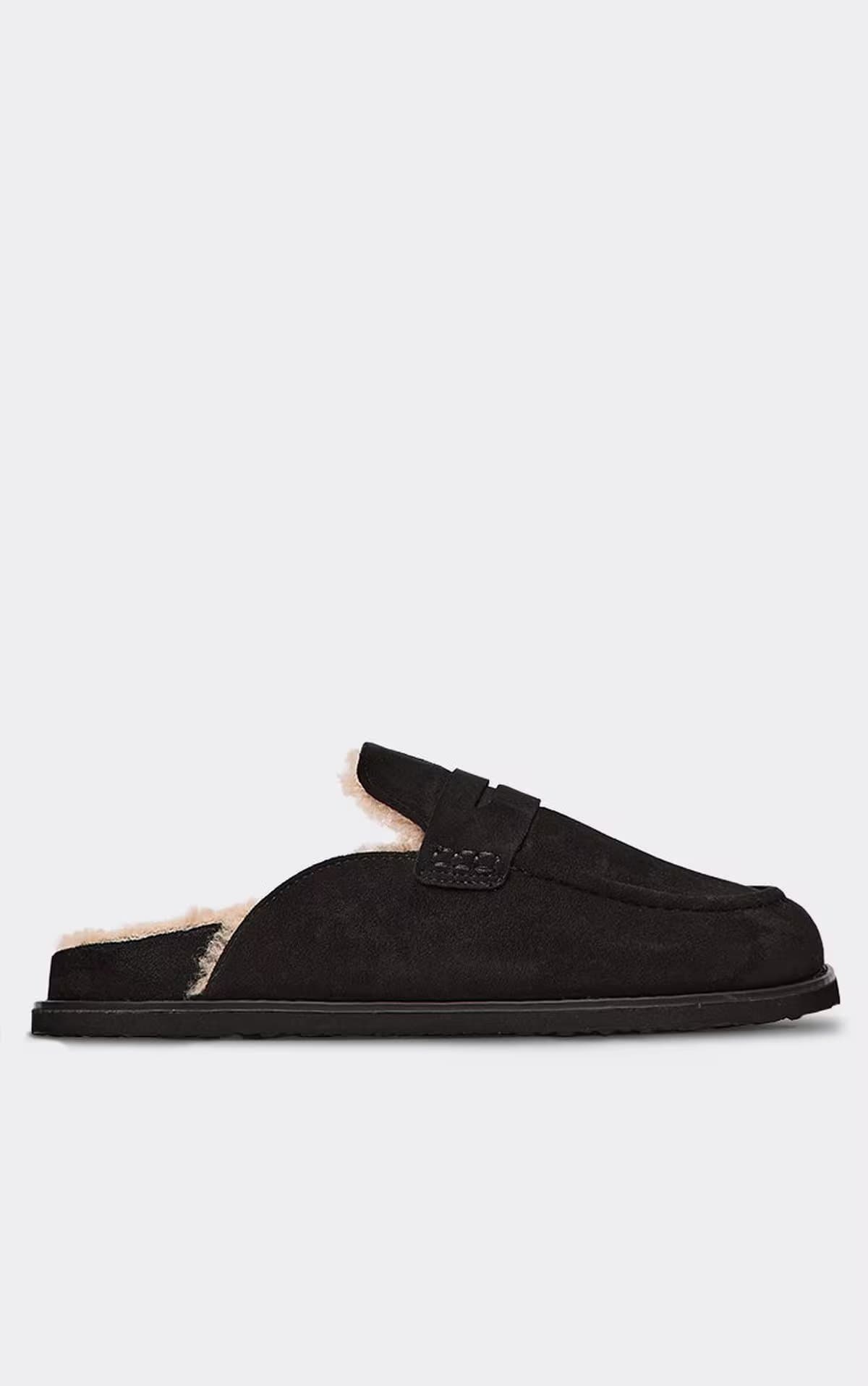 EGO Morrow Faux Fur Lining Closed Toe Mule In Black Faux Suede, Women's Size UK 3