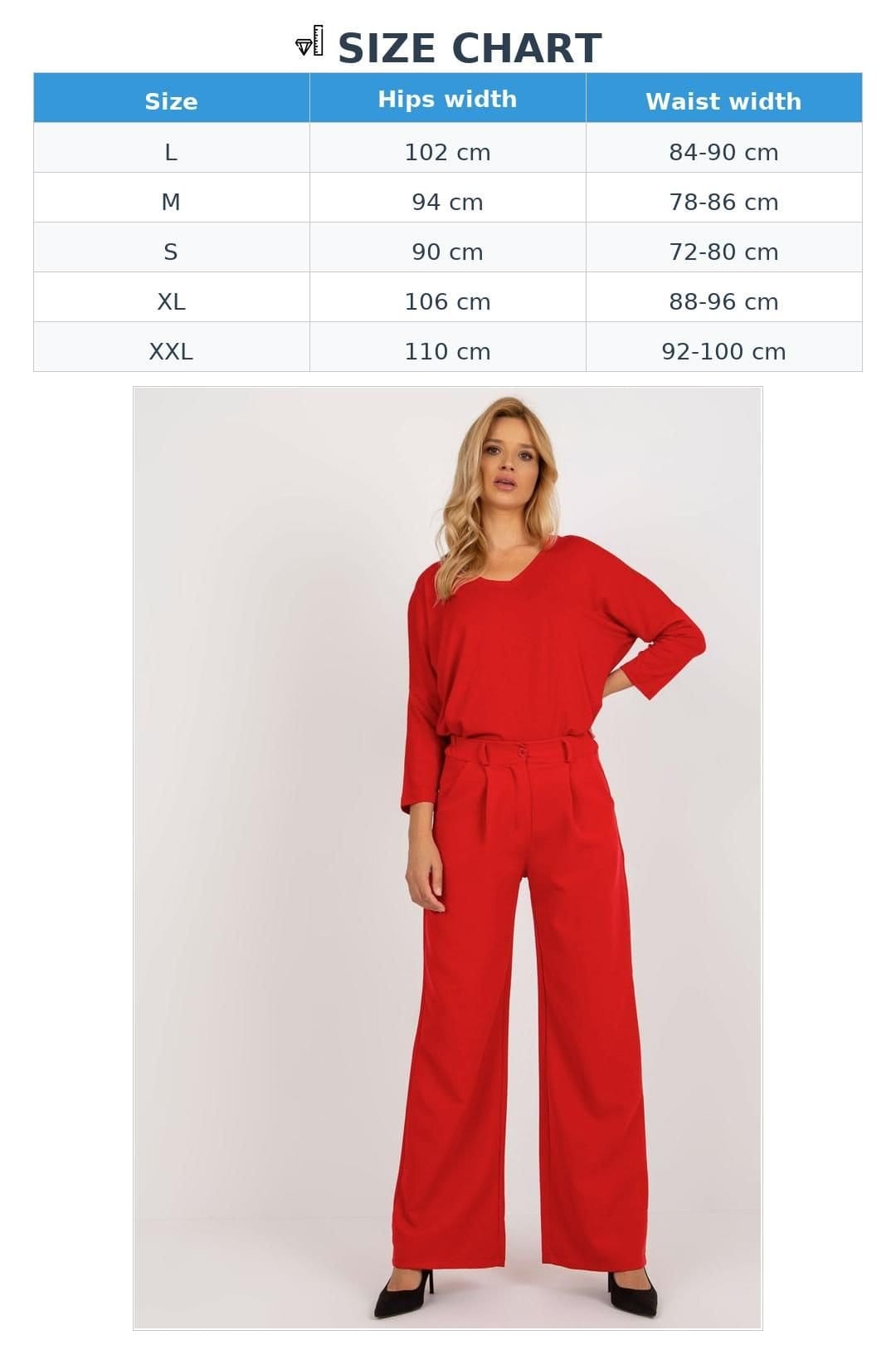 Love Lace Love Lace Women's High Waisted Pleated Trousers with Button Zip in Red - 4