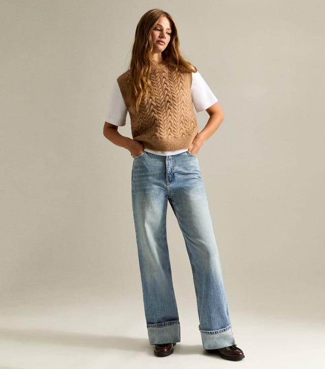 New Look Women's Blue Relaxed Turn Up Wide Leg Jeans New Look - 2