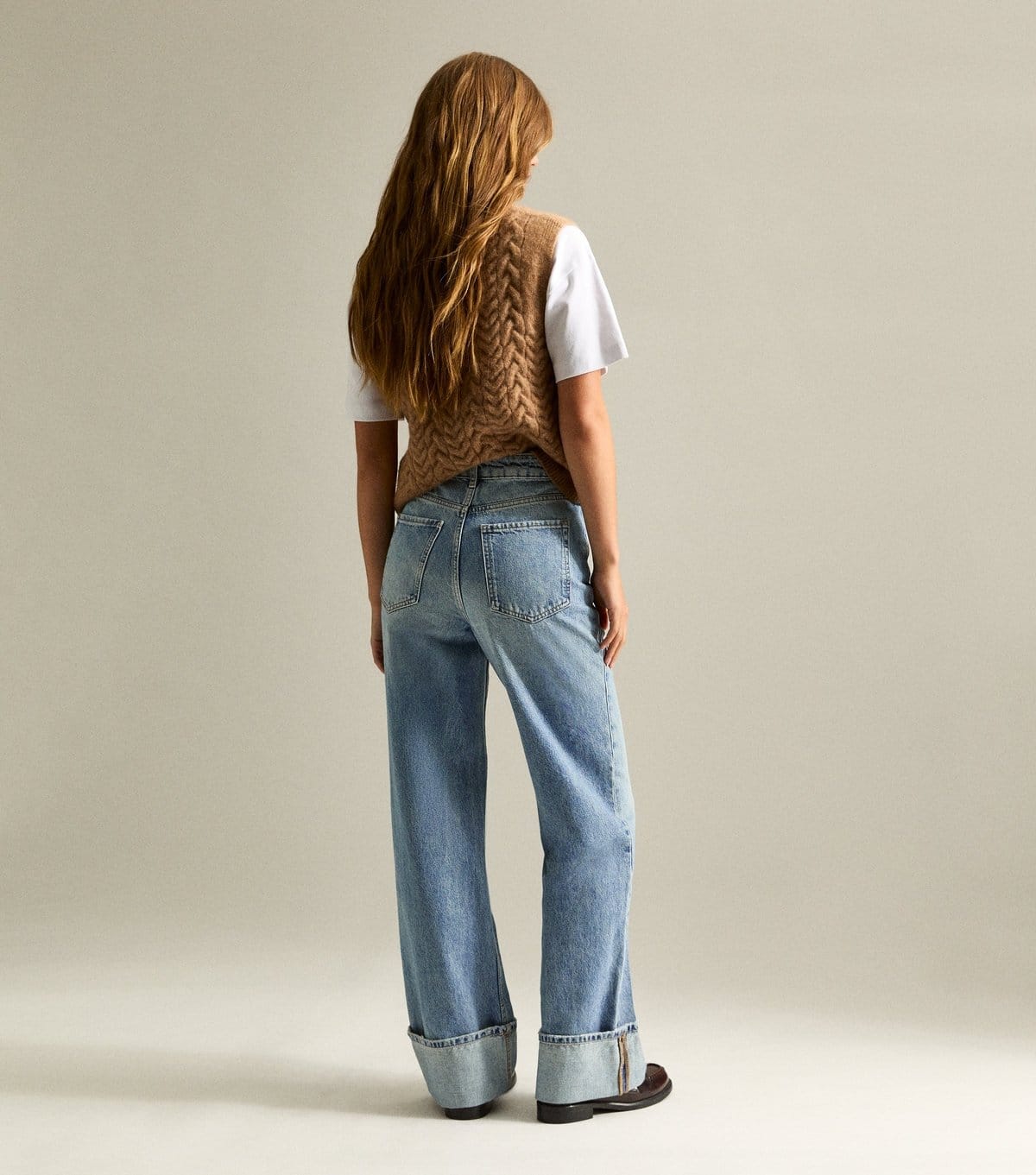 New Look Women's Blue Relaxed Turn Up Wide Leg Jeans New Look - 4