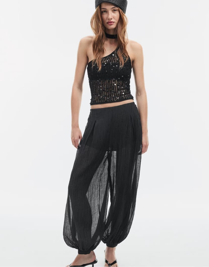 ASOS Stradivarius Sequin scarf top in black - 1