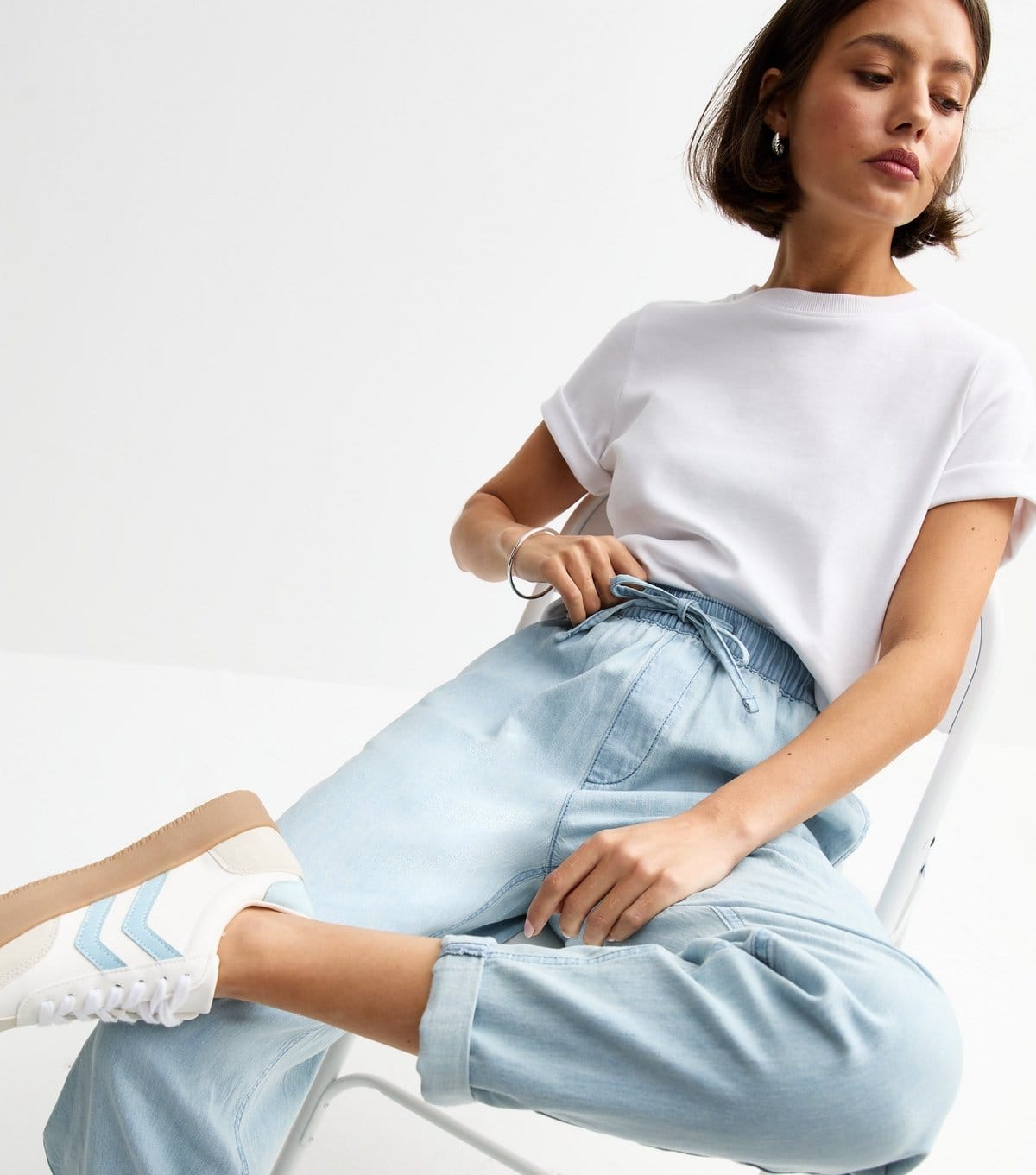 New Look Light Blue Tapered Denim Trousers