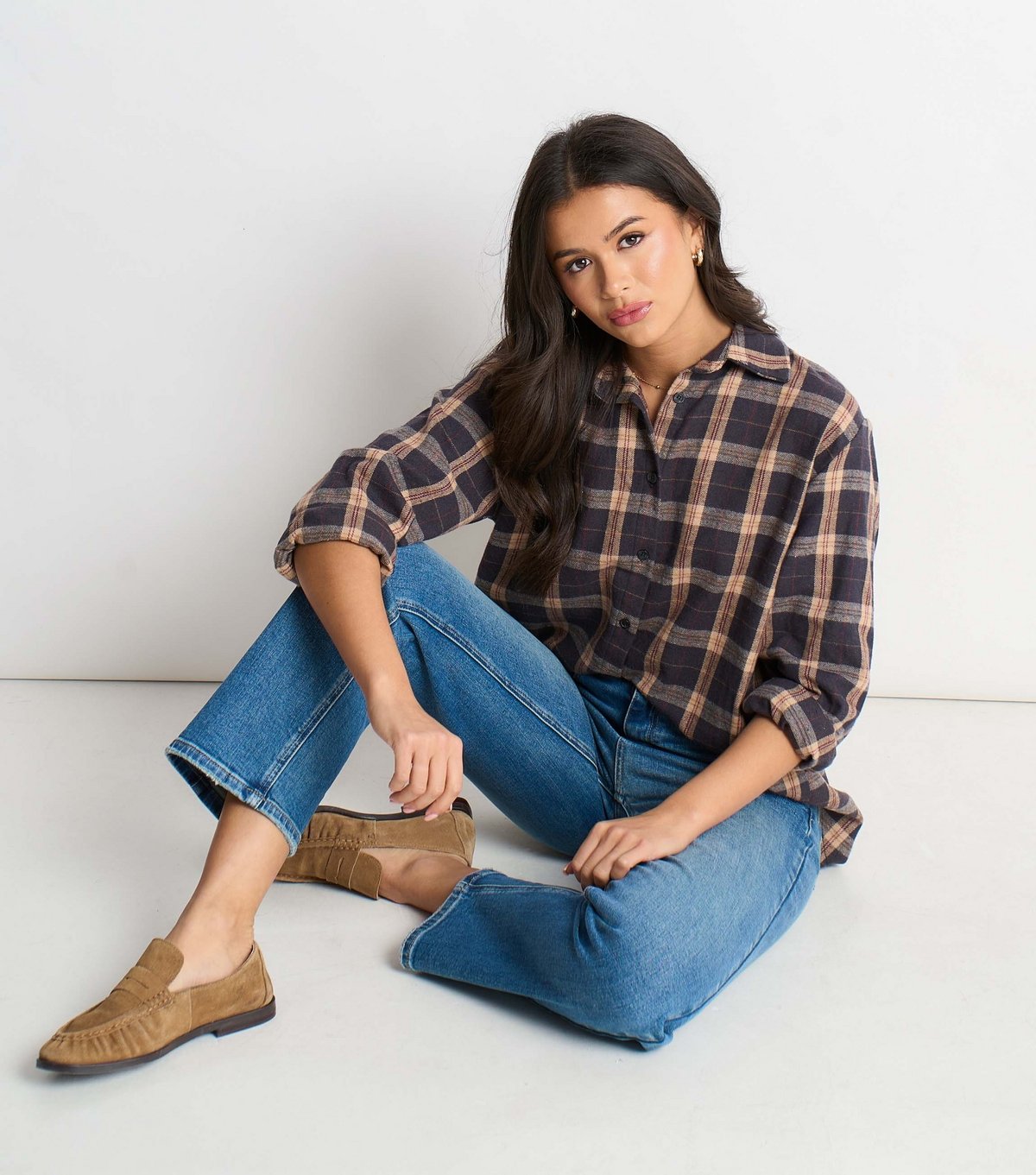 Gini London Women's Brown Checked Longline Shirt Gini London New Look - 3