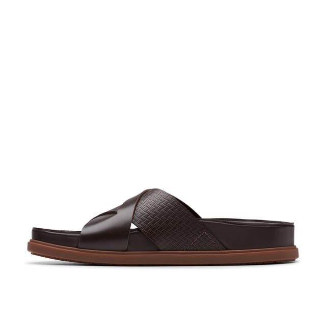 Clarks Clarks Men's Torford Cross Brown Leather Flat Sandals - 2