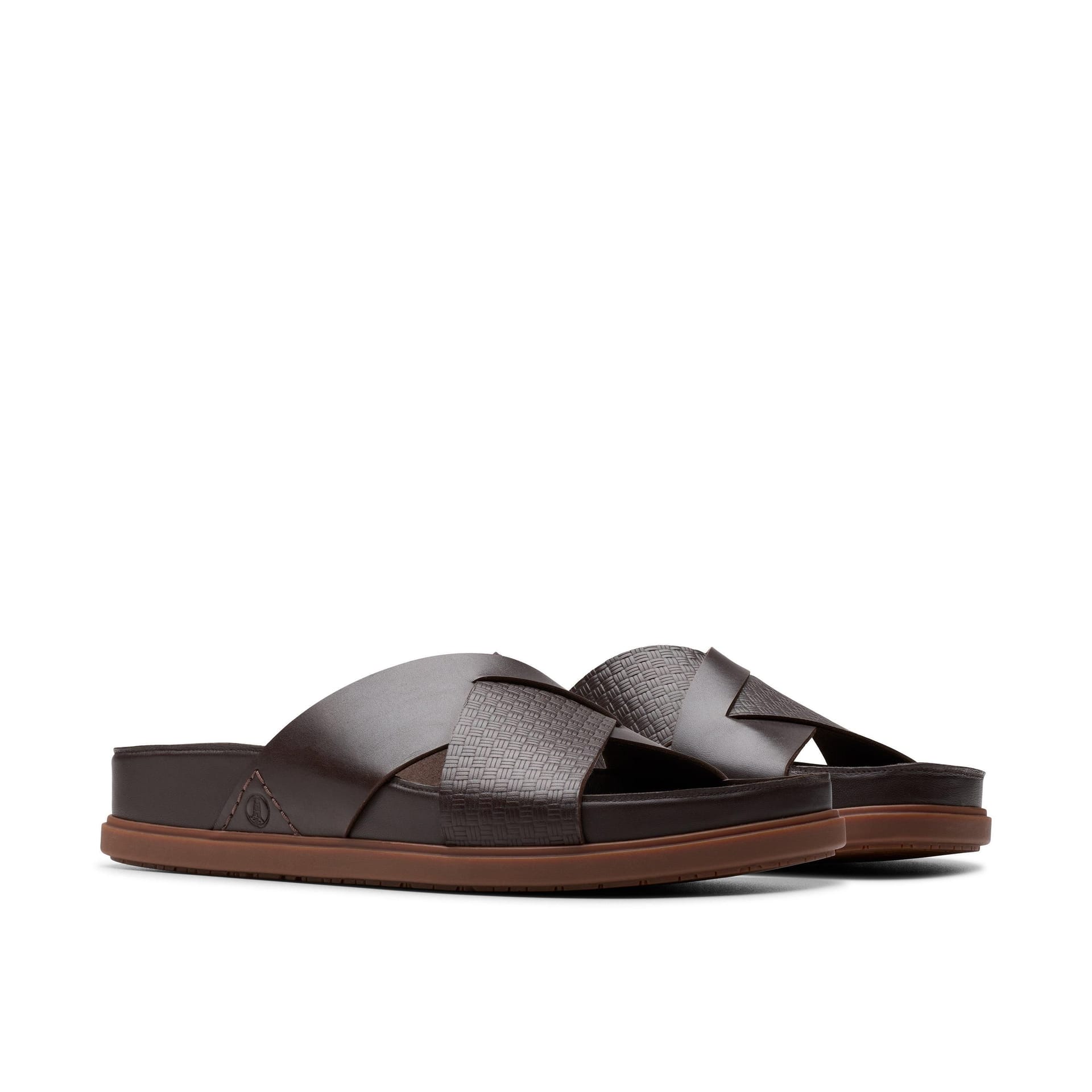 Clarks Clarks Men's Torford Cross Brown Leather Flat Sandals - 4