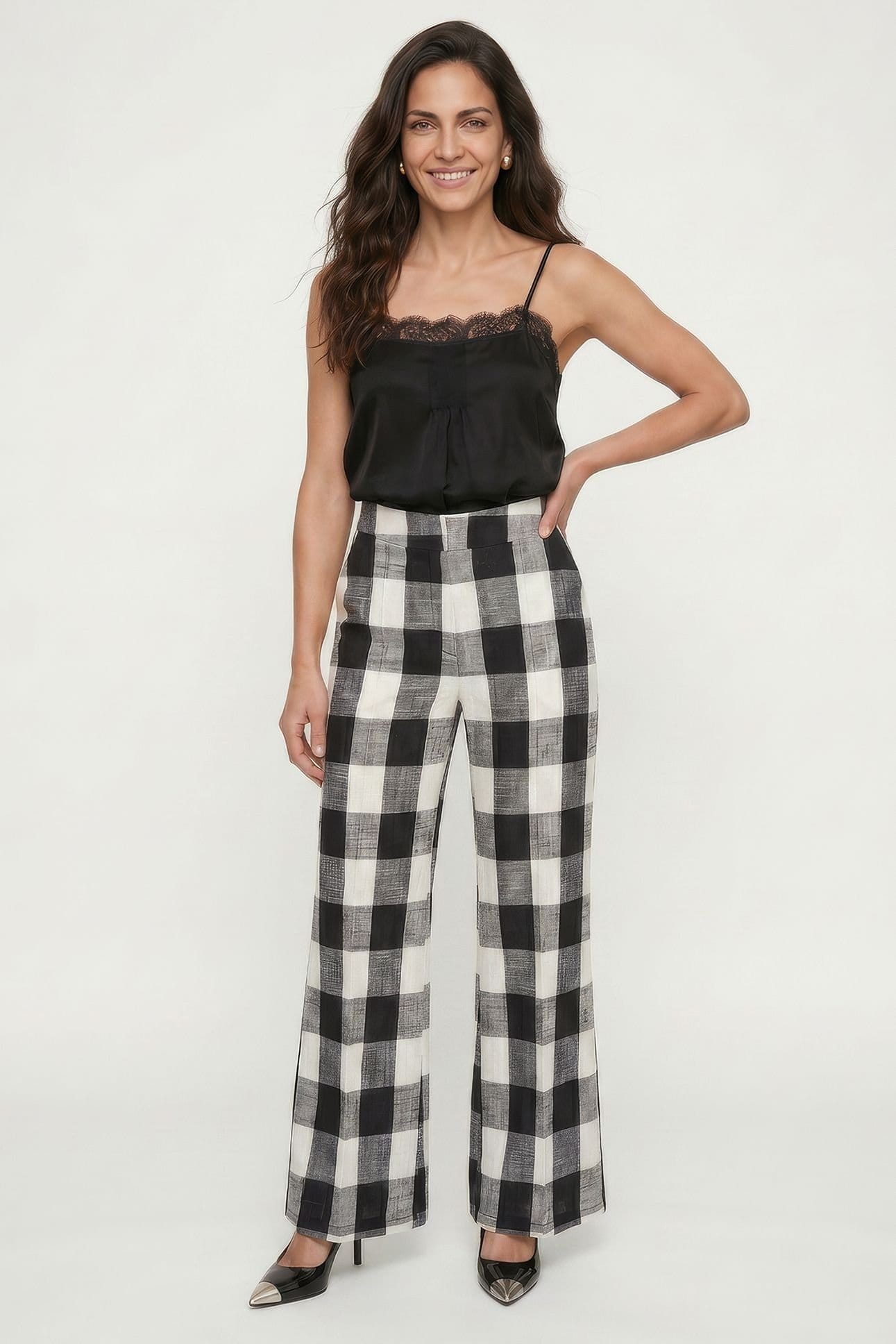 Lily and Lionel Lily and Lionel Women's Zena Flared Check Trouser in Black - 4