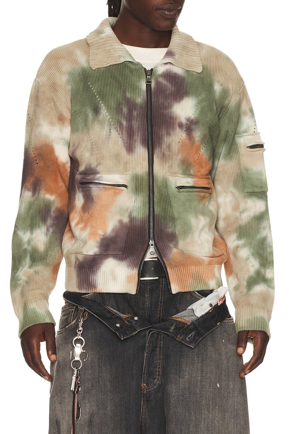 revolve Multi Dyed Knit Zip Up Sweater