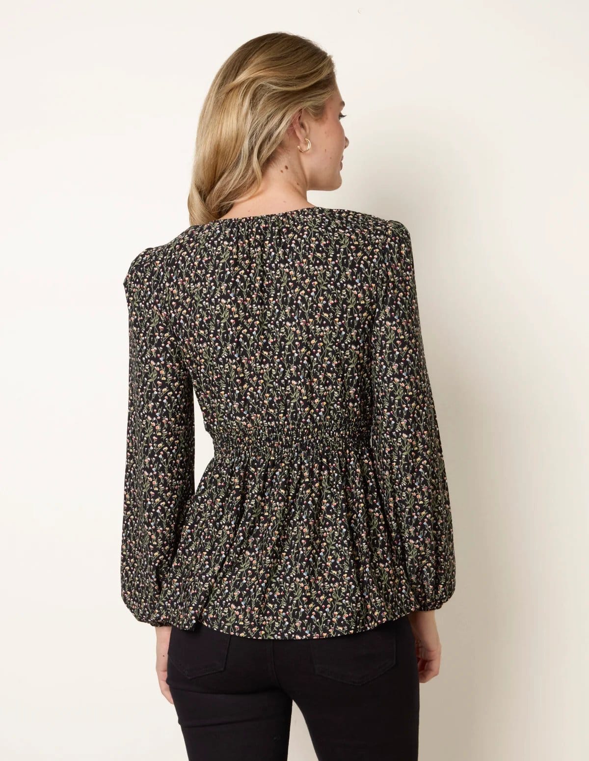 Blue Vanilla V Neck Button Front Peplum Top - 4