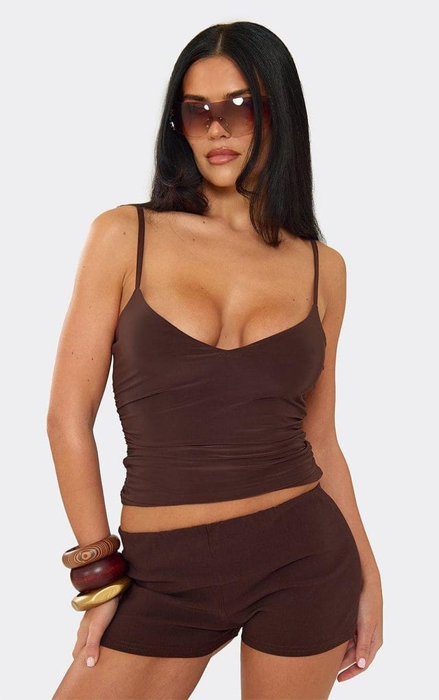 EGO Low Rise Booty Shorts In Chocolate Brown, Women's Size UK 6 - 2