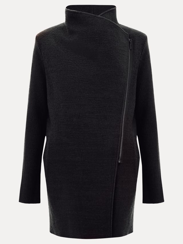 Phase Eight Phase Eight Women's Byanca Zip Knit Coat in Charcoal - 2