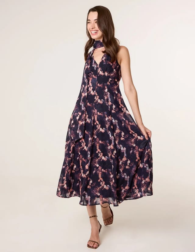 Blue Vanilla Luxe Tie V Neck Sleeveless Dress - 3