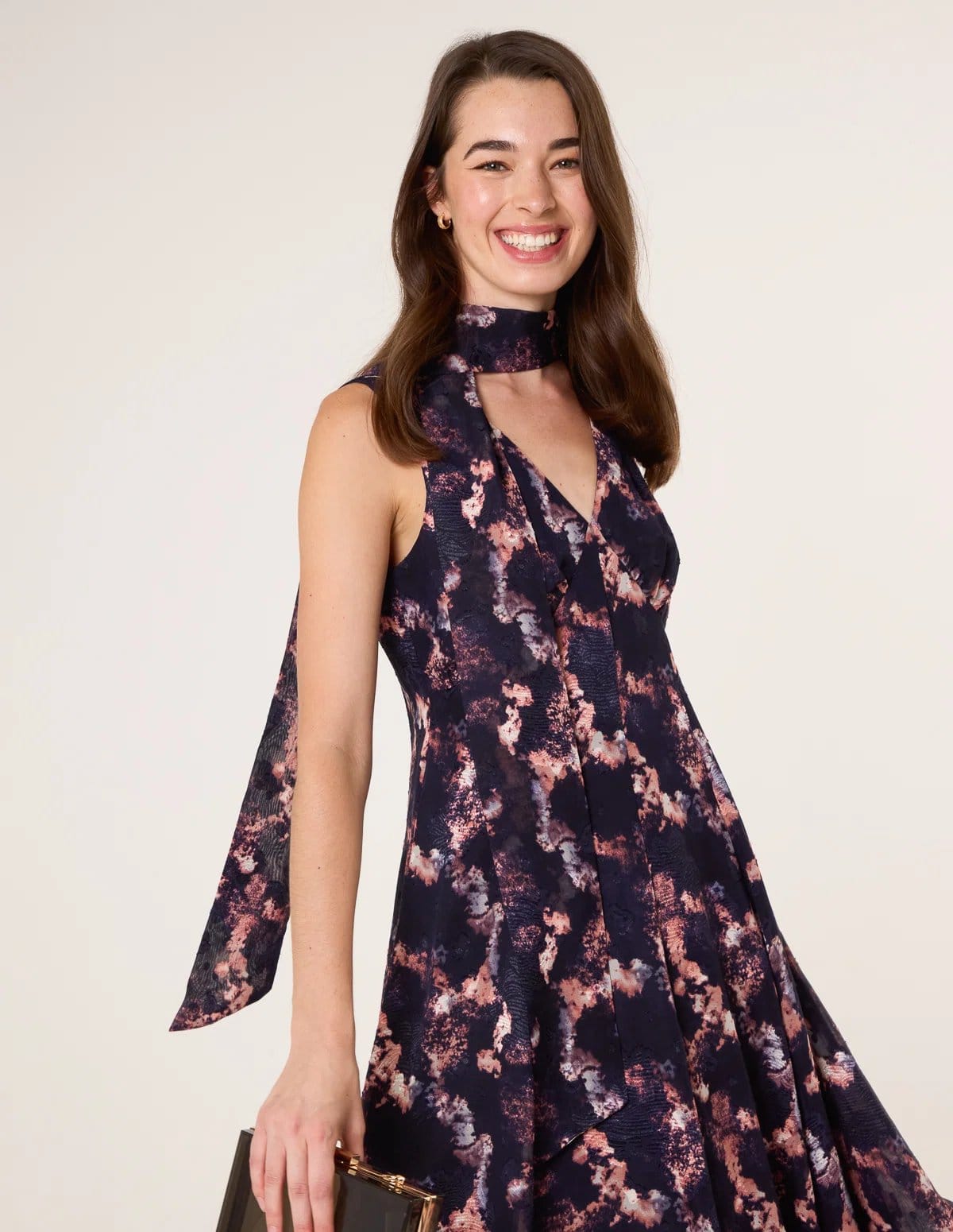 Blue Vanilla Luxe Tie V Neck Sleeveless Dress - 4