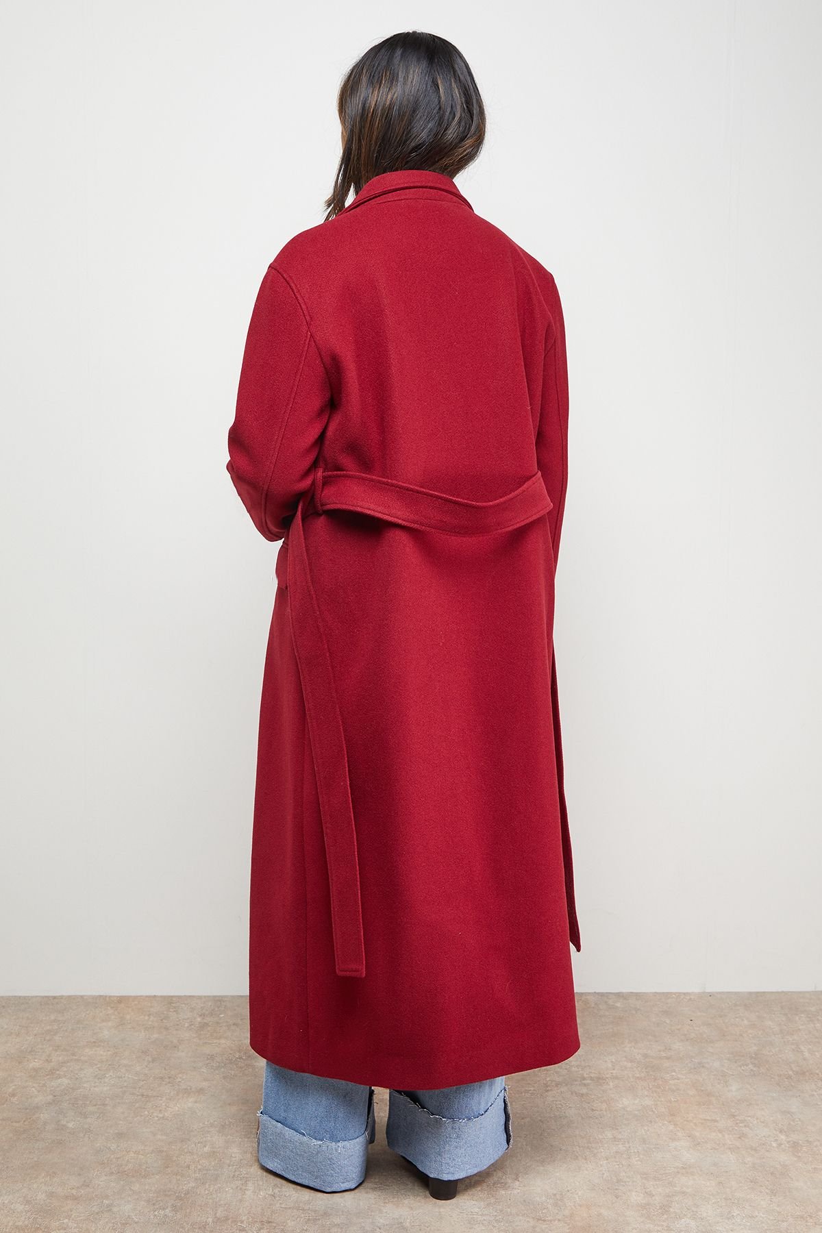 Oasis Oasis Women's Tie Belt Detail Midi Coat in Red - 3