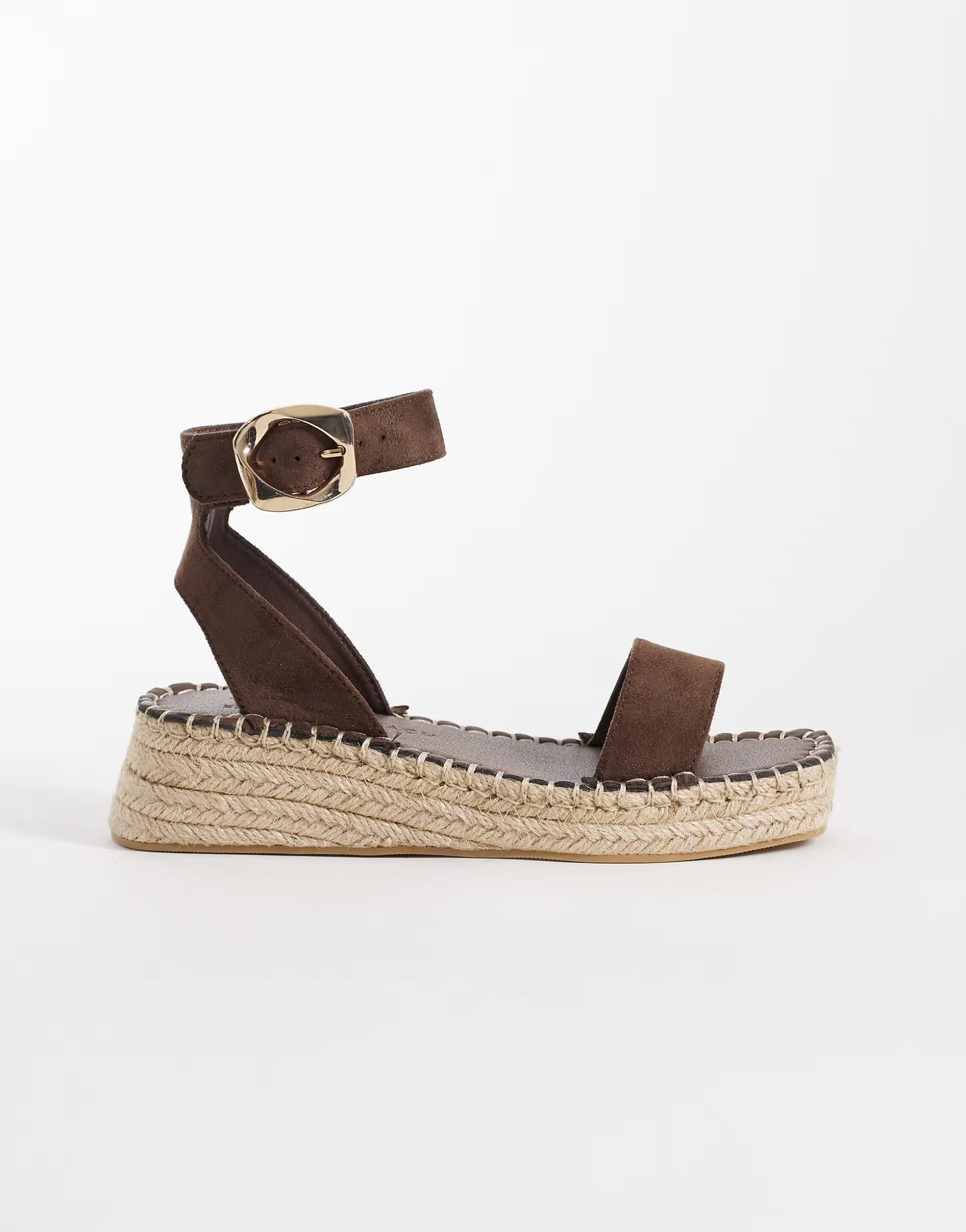 ASOS South Beach linen two part espadrille sandals in chocolate