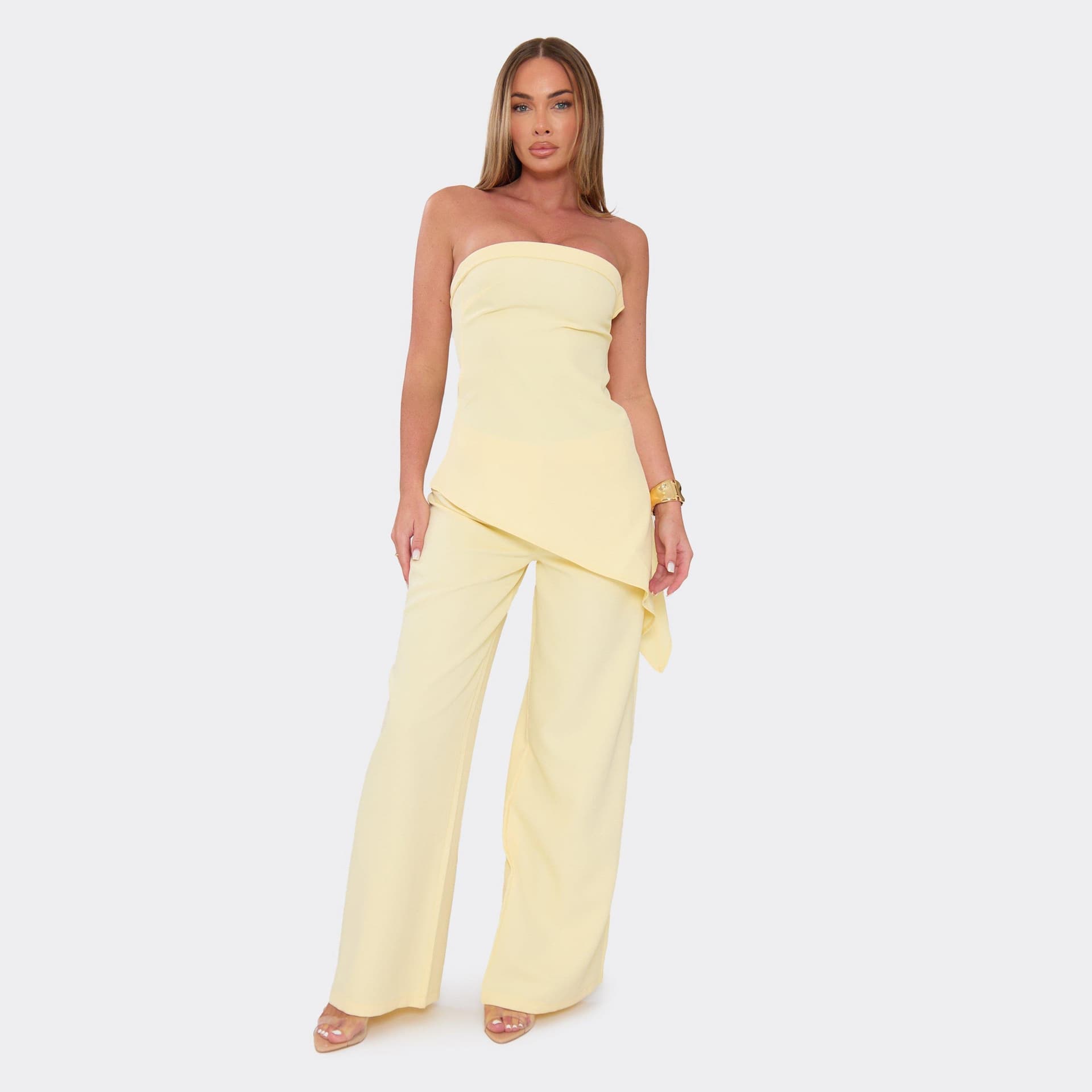 EGO EGO Yellow Wide Leg Trousers For Women