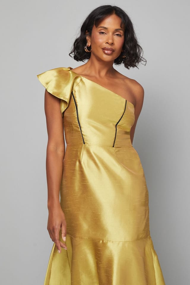 Wallis Wallis Women's One Shoulder Ruffle Tiered Dress in Chartreuse - 2