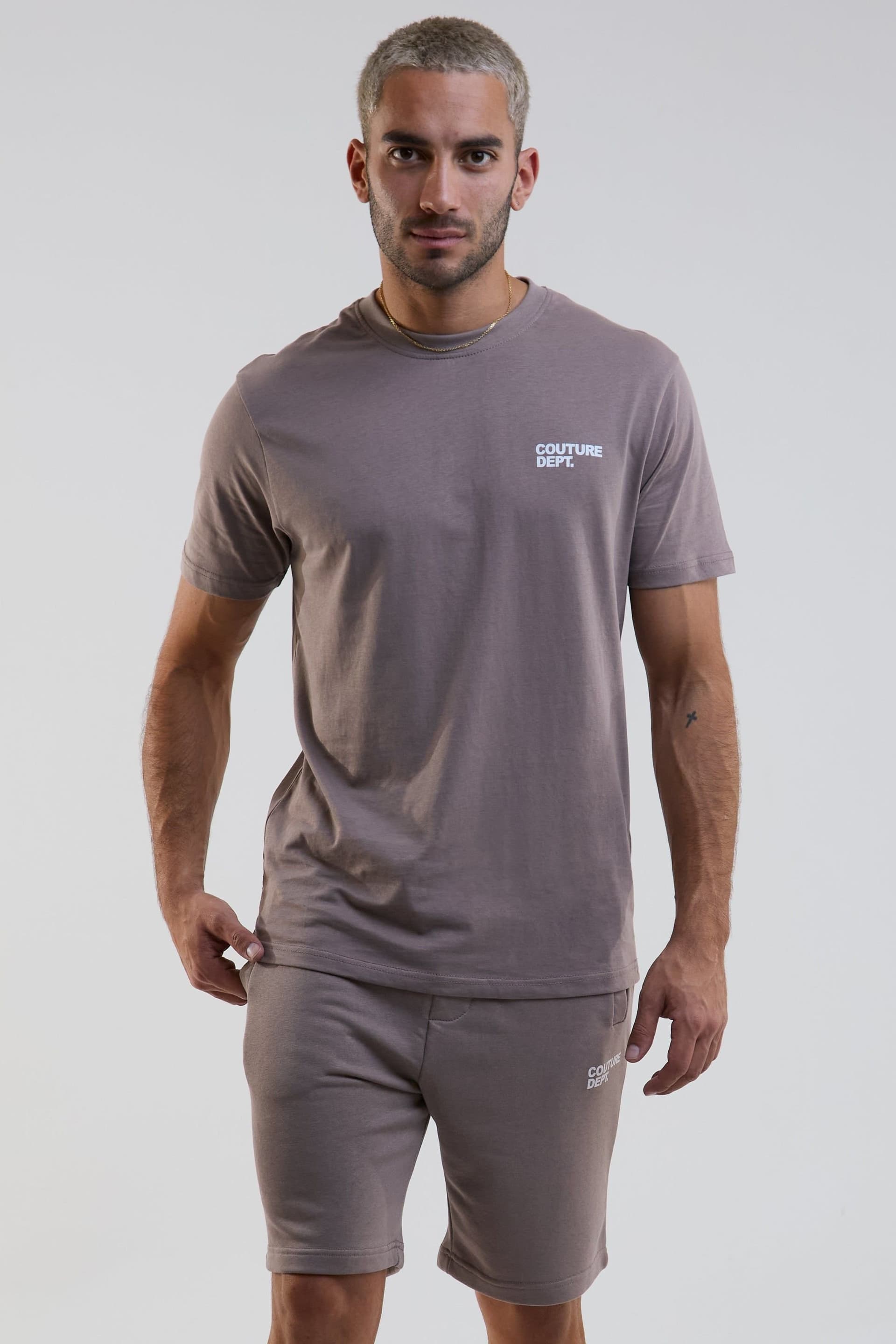 BCouture BCouture Men's Shorts & T-Shirt Set in Taupe
