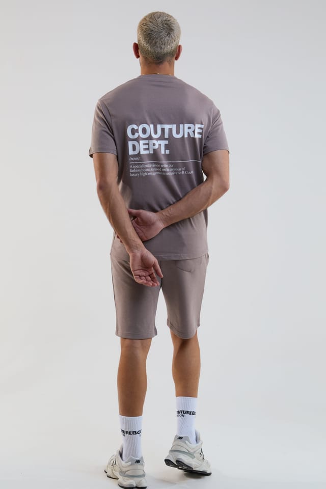 BCouture BCouture Men's Shorts & T-Shirt Set in Taupe - 3