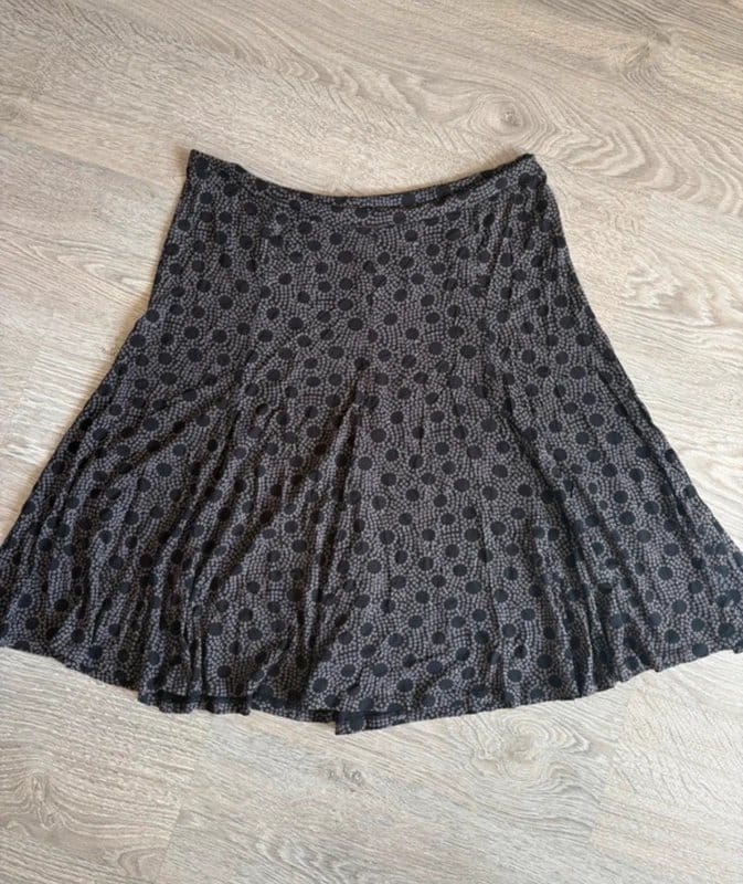 M&S Black Polka Dot Midi Flared Skater Skirt