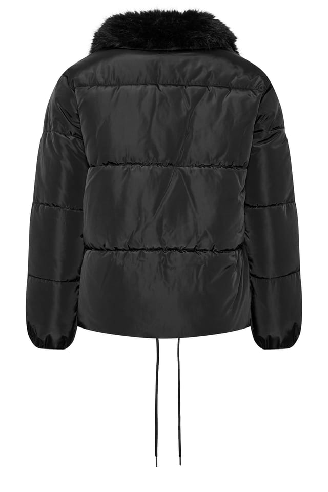Yours Yours Women's Funnel Neck Padded Coat in Black - 3