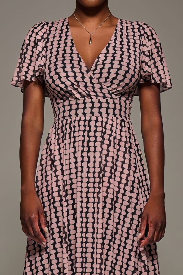 Jolie Moi Jolie Moi Women's Mesh Short Sleeve Midaxi Dress in Pink - 3