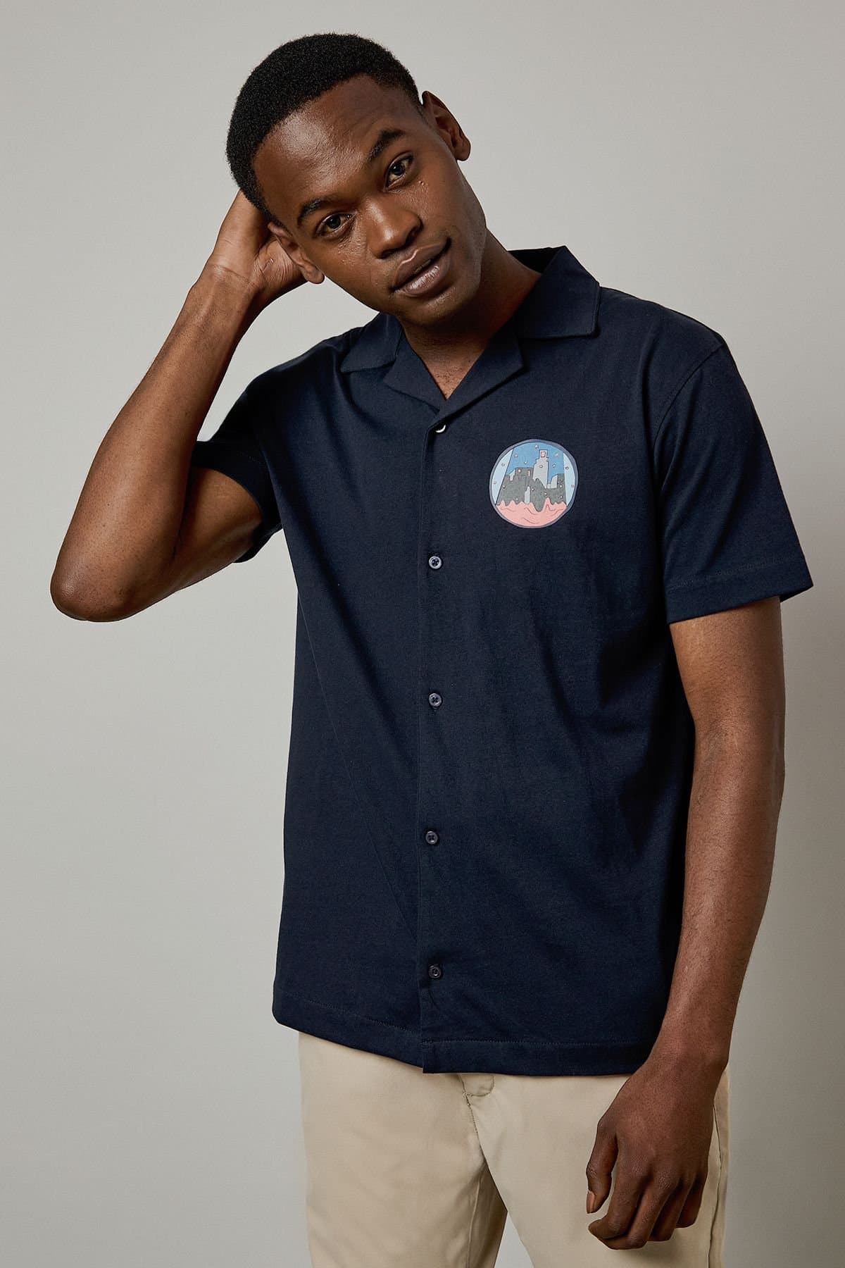 Burton Burton Men's Navy Sunset Logo Short Sleeve Shirt